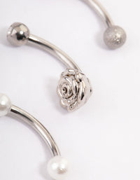 Surgical Steel Rose & Faux Pearl Barbell Pack - link has visual effect only