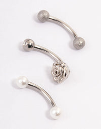 Surgical Steel Rose & Faux Pearl Barbell Pack - link has visual effect only