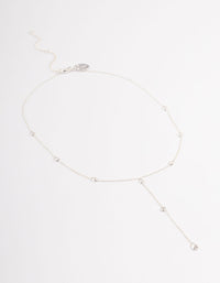 Silver Plated Diamante Lariat Y-Necklace - link has visual effect only