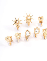 Gold Mix Celestial Clip On Earrings 5-Pack - link has visual effect only