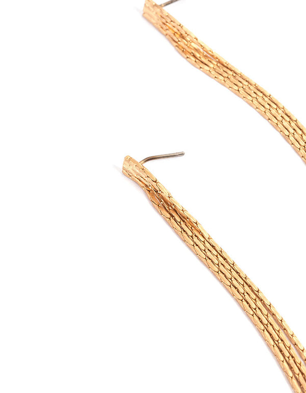 Gold Slim Tassel Drop Earrings