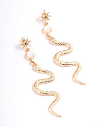 Gold Spike Snake Drop Earrings - link has visual effect only