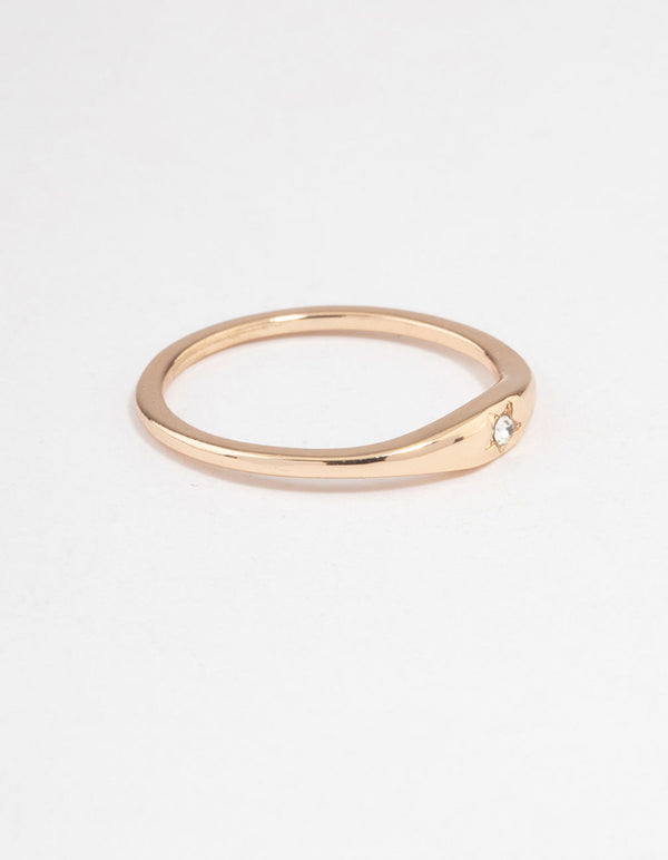 Gold Solitaire Tapered Ring