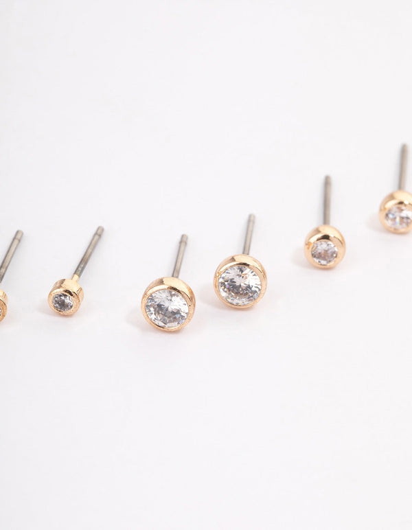 Gold Outline Stud Earrings Pack