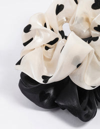 White Fabric Flocked Heart Scrunchie Pack - link has visual effect only