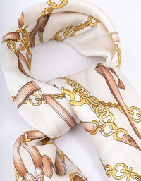 White Fabric Chain Link Scarf - link has visual effect only