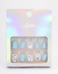 Tweens Blue & Butterfly Press On Nails - link has visual effect only