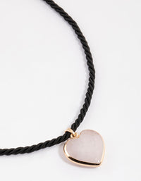 Rose Quartz Heart Twisted Cord Pendant Necklace - link has visual effect only