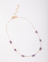 Gold Amethyst Mini Station Dainty Necklace - link has visual effect only