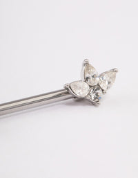 Surgical Steel Cubic Zirconia Double Marquise Nipple Piercing - link has visual effect only