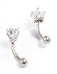 Surgical Steel Cubic Zirconia Star Claw Earrings Pack - link has visual effect only