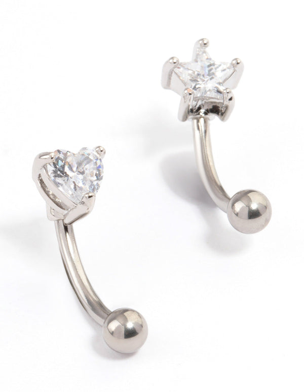 Surgical Steel Cubic Zirconia Star Claw Earrings Pack