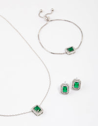 Rhodium Square Halo Jewellery Set - link has visual effect only