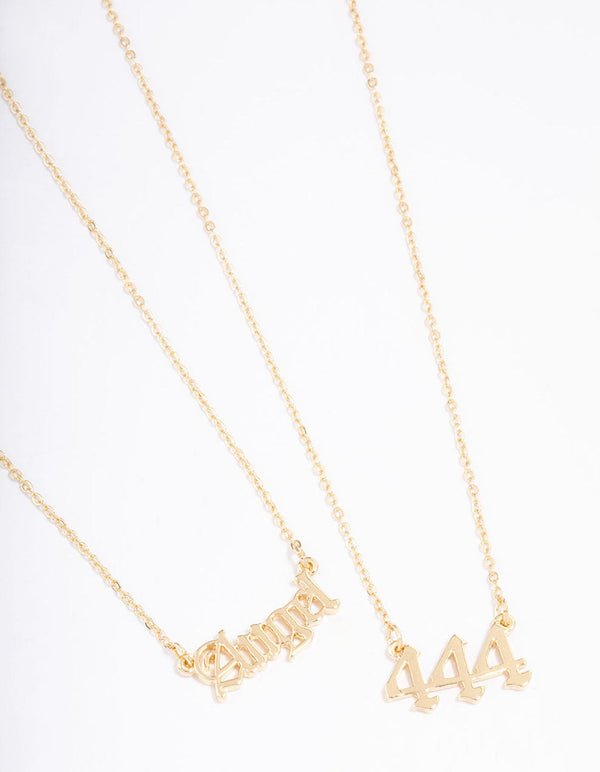Gold Plated Angel Number '444' Layered Necklace