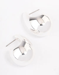 Silver Midi Pear Hoop Earrings - link has visual effect only