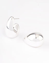 Silver Midi Pear Hoop Earrings - link has visual effect only