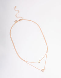 Rose Gold Heart Double Row Necklace - link has visual effect only