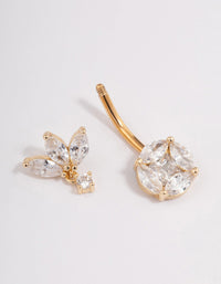 Gold Plated Surgical Steel Cubic Zirconia Triangular Fan Belly Ring - link has visual effect only