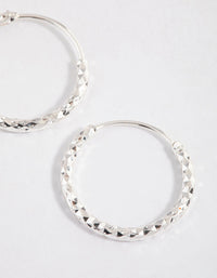 Silver Graduated Textured Hoop Earrings Pack - link has visual effect only