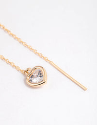 Gold Fan Heart Pendant Threader Earrings - link has visual effect only