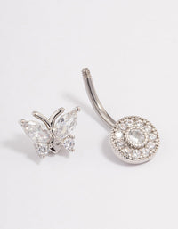 Surgical Steel Cubic Zirconia Halo Butterfly Belly Ring - link has visual effect only