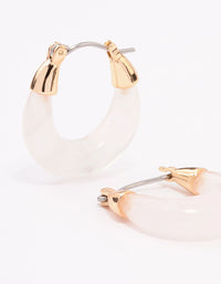 Gold Rose Quartz Chunky Mini Hoop Earrings - link has visual effect only