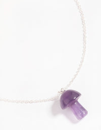 Silver Amethyst Moon & Mushroom Pendant Necklace - link has visual effect only