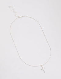 Silver Shiny Cross Pendant Necklace - link has visual effect only