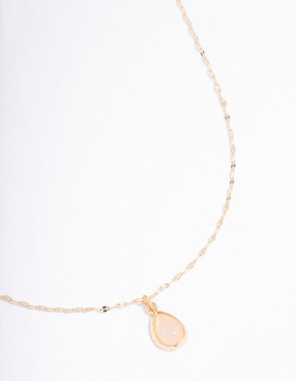Gold Semi Precious Pear Necklace