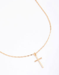 Gold Shiny Cross Pendant Necklace - link has visual effect only