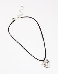 Rhodium Outline Heart Pendant Necklace - link has visual effect only