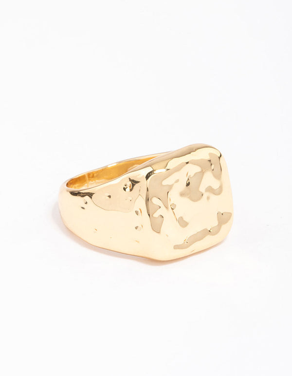 Gold Plated Molten Signet Ring