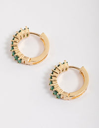 Gold Plated Cubic Zirconia Classic Baguette Hoop Earrings - link has visual effect only