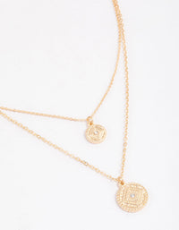 Gold Double Row Circle Boho Pendant Necklace - link has visual effect only