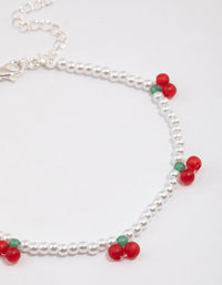 Beaded Cherry Pendant Stretch Bracelet - link has visual effect only