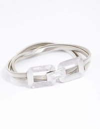 Silver Rectangle Buckle Stretch Belt - link has visual effect only