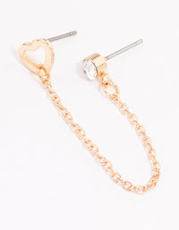 Gold Diamante & Heart Chain Earrings - link has visual effect only