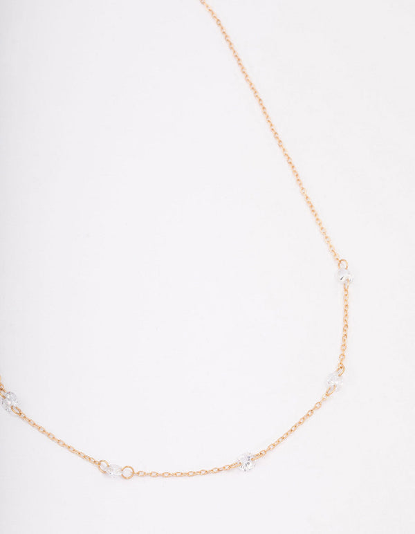 Gold Diamante Stone Chain Necklace - Lovisa