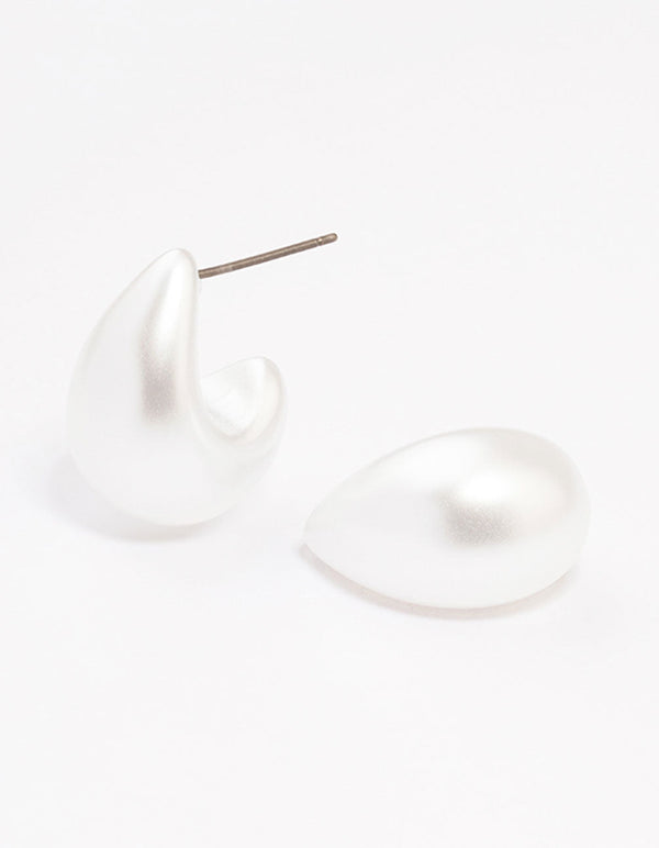Pearlised Droplet Huggie Earrings