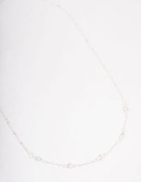 Silver Encased Pearl Station Short Necklace - link has visual effect only