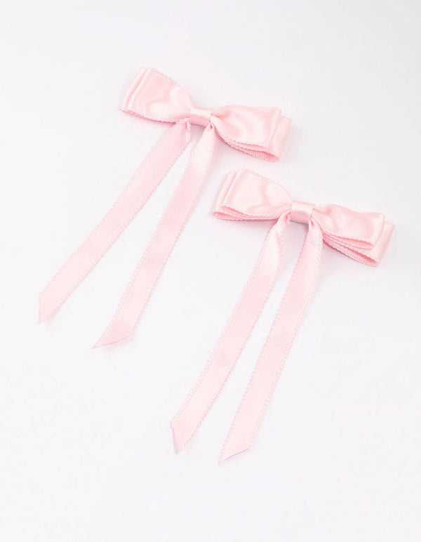 Pink Fabric Satin Scallop Hair Bows Pack