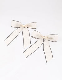 Cream Fabric Large Diamante Hair Bows Pack - link has visual effect only