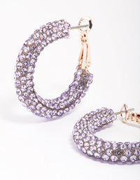 Rose Gold Diamante Medium Hoop Earrings - link has visual effect only