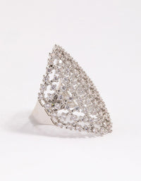 Rhodium Cubic Zirconia Shield Ring - link has visual effect only