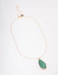 Gold Green Aventurine Organic Pendant Necklace - link has visual effect only