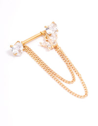 Gold Plated Surgical Steel Heart Butterfly Drop Nipple Piercing - link has visual effect only