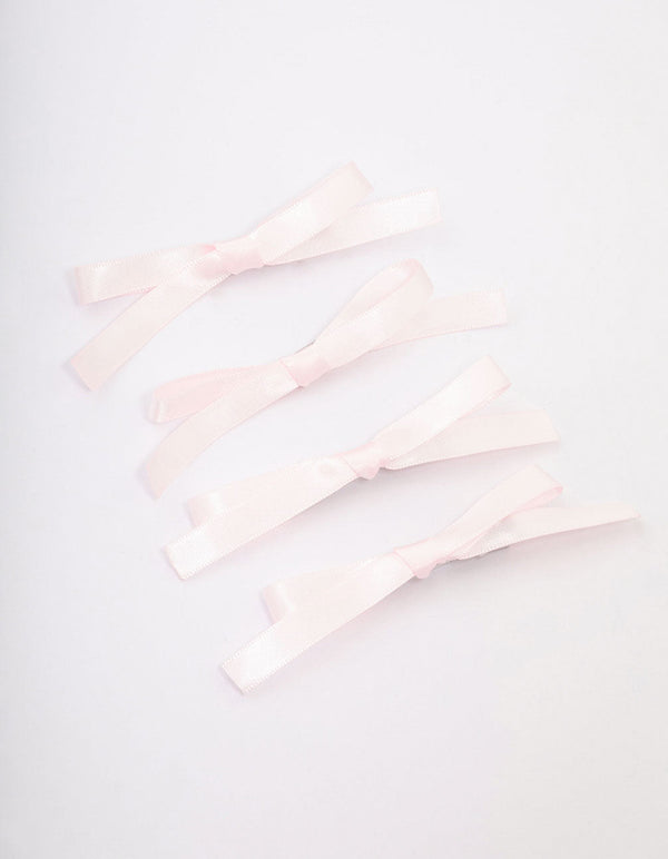 Pink Simple Hair Bows 4-Pack