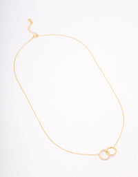 Gold Plated Sterling Silver Paved Link Hoop Necklace - link has visual effect only