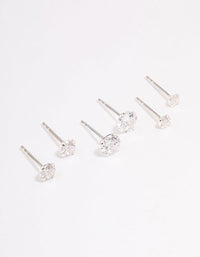 Sterling Silver Graduating Cubic Zirconia Earring 3-Pack - link has visual effect only
