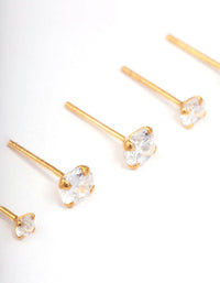 Gold Plated Sterling Silver Crystal Cubic Zirconia Earring 3-Pack - link has visual effect only